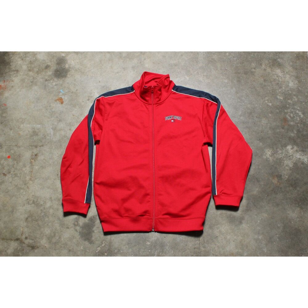 Vintage Y2K Tommy Hilfiger Tommy Sport Red Track Jacket - Large